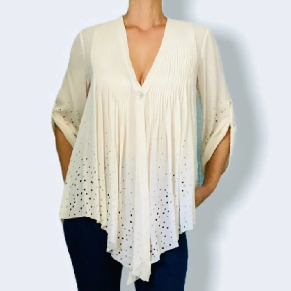 NEW ELIZABETH AND JAMES 100% Silk Pleated Top - Picture 5 of 8